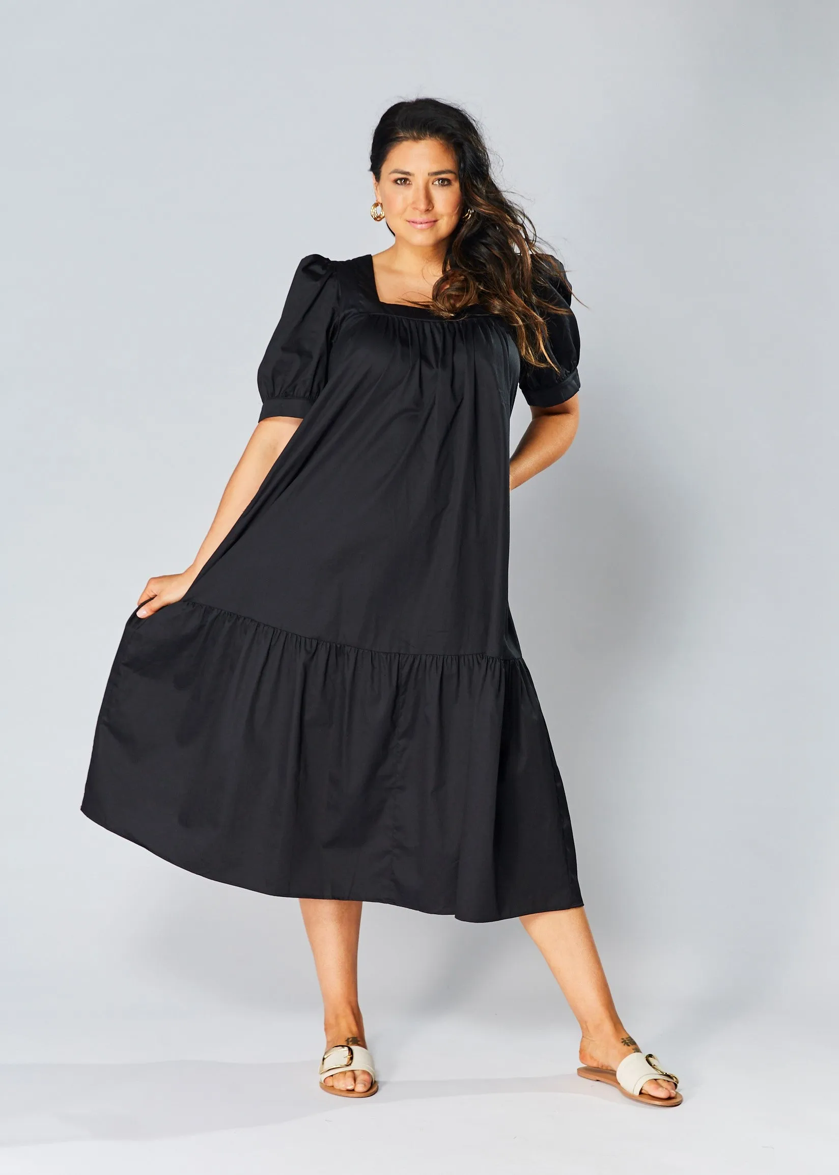 Square Neck Maxi Dress - Black