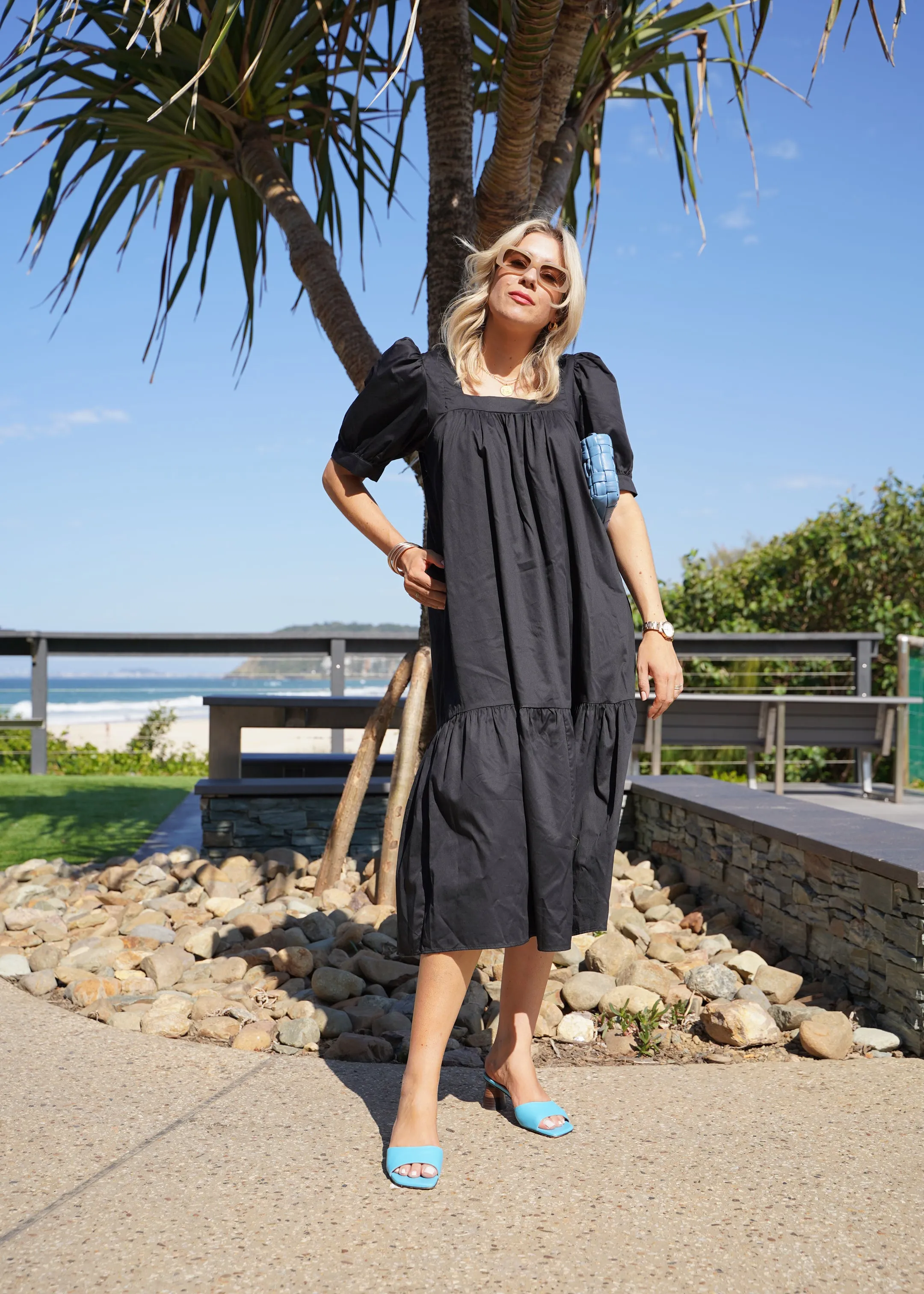 Square Neck Maxi Dress - Black