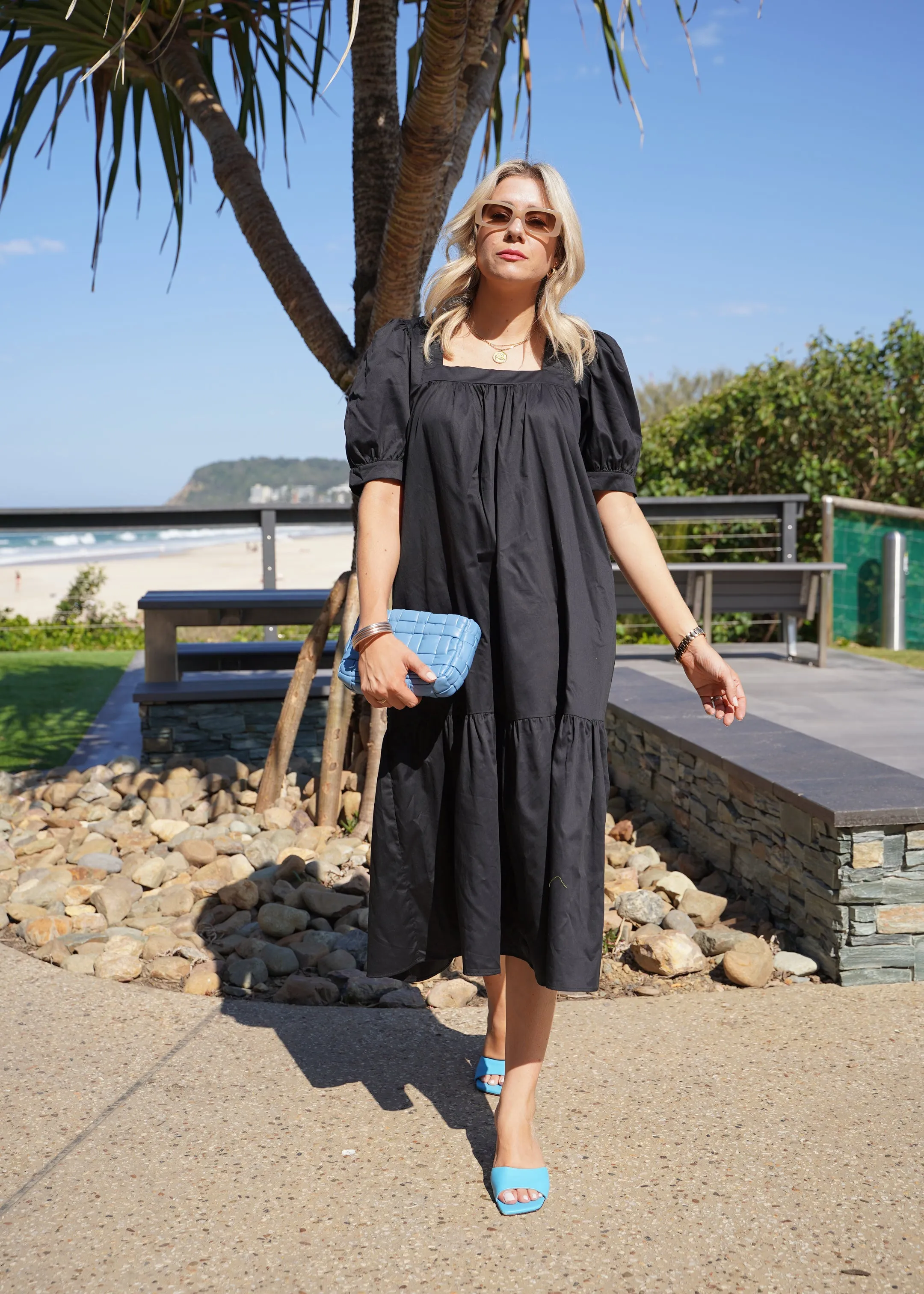 Square Neck Maxi Dress - Black