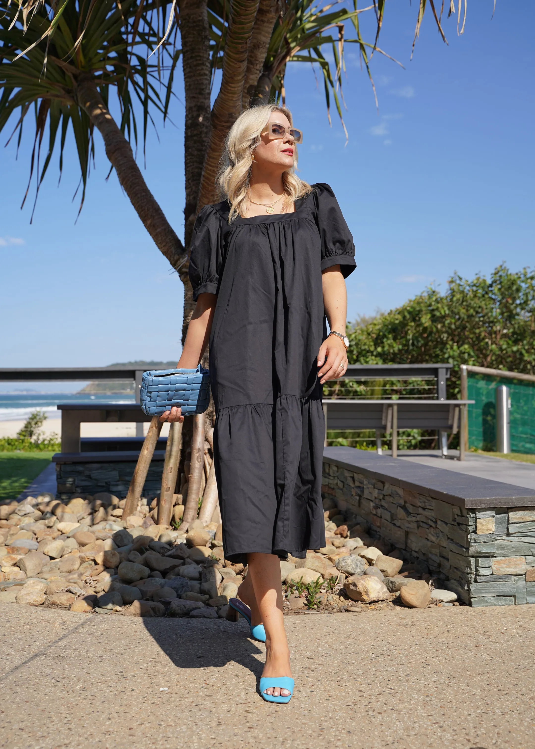 Square Neck Maxi Dress - Black