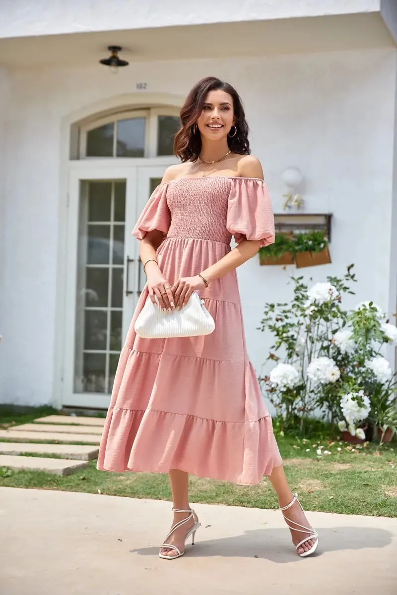 Square neck puff sleeve dress