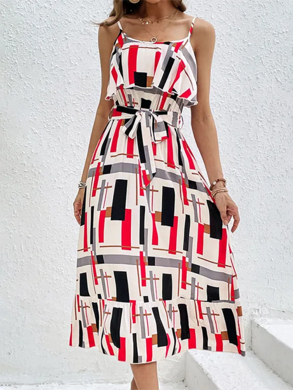 Sunny Days Geometric Stripe Midi Dress