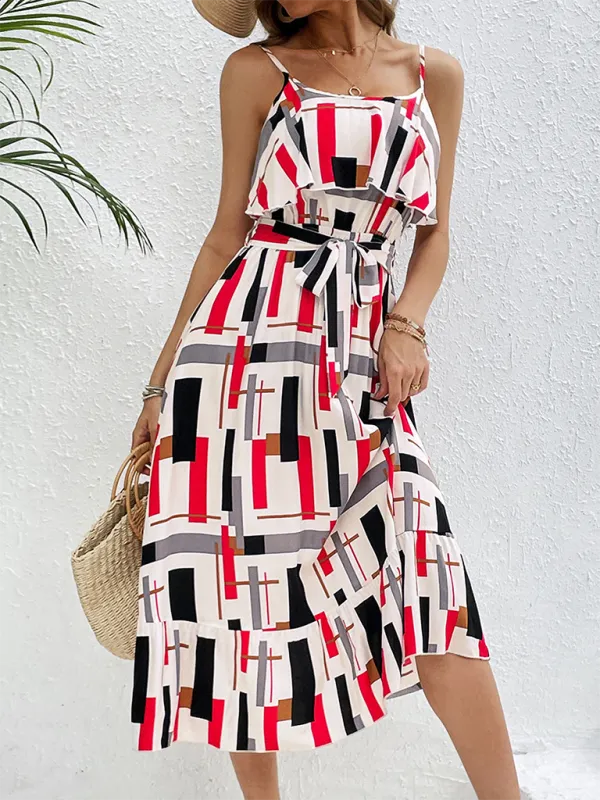 Sunny Days Geometric Stripe Midi Dress