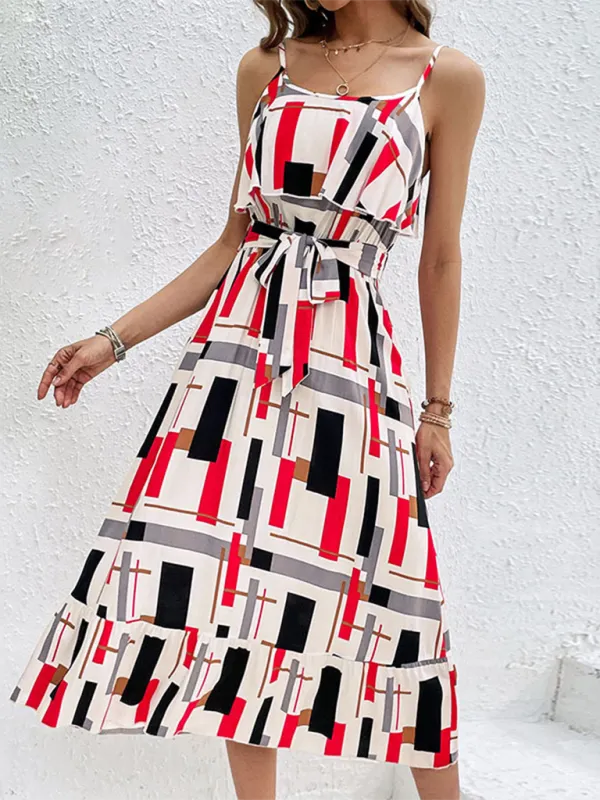 Sunny Days Geometric Stripe Midi Dress