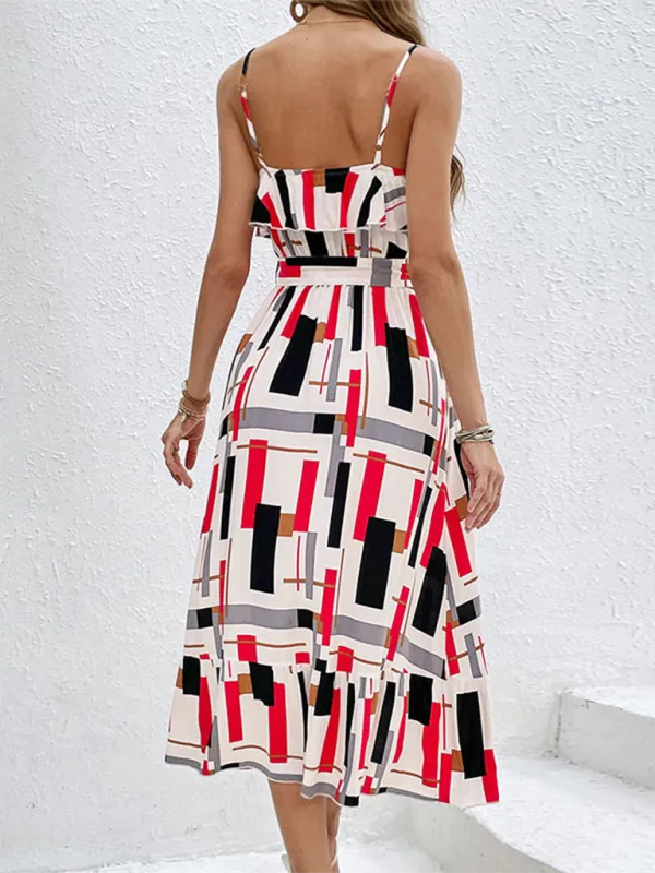 Sunny Days Geometric Stripe Midi Dress