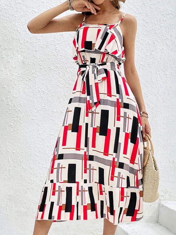 Sunny Days Geometric Stripe Midi Dress