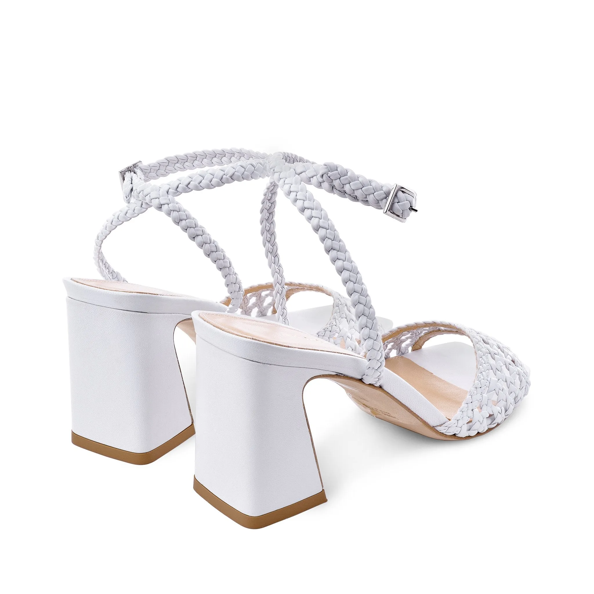 Tama White Woven Leather Sandals