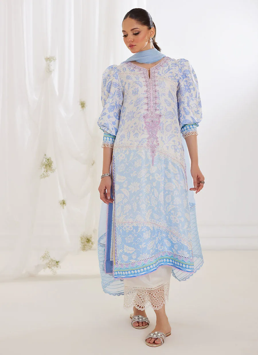 Tara Luxe Edit '24 - Aurelia Ice Blue Shirt And Dupatta