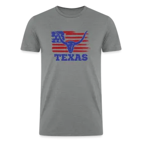 Texas Longhorn Legacy: Premium Tri-Blend Shirt with Iconic American Flag