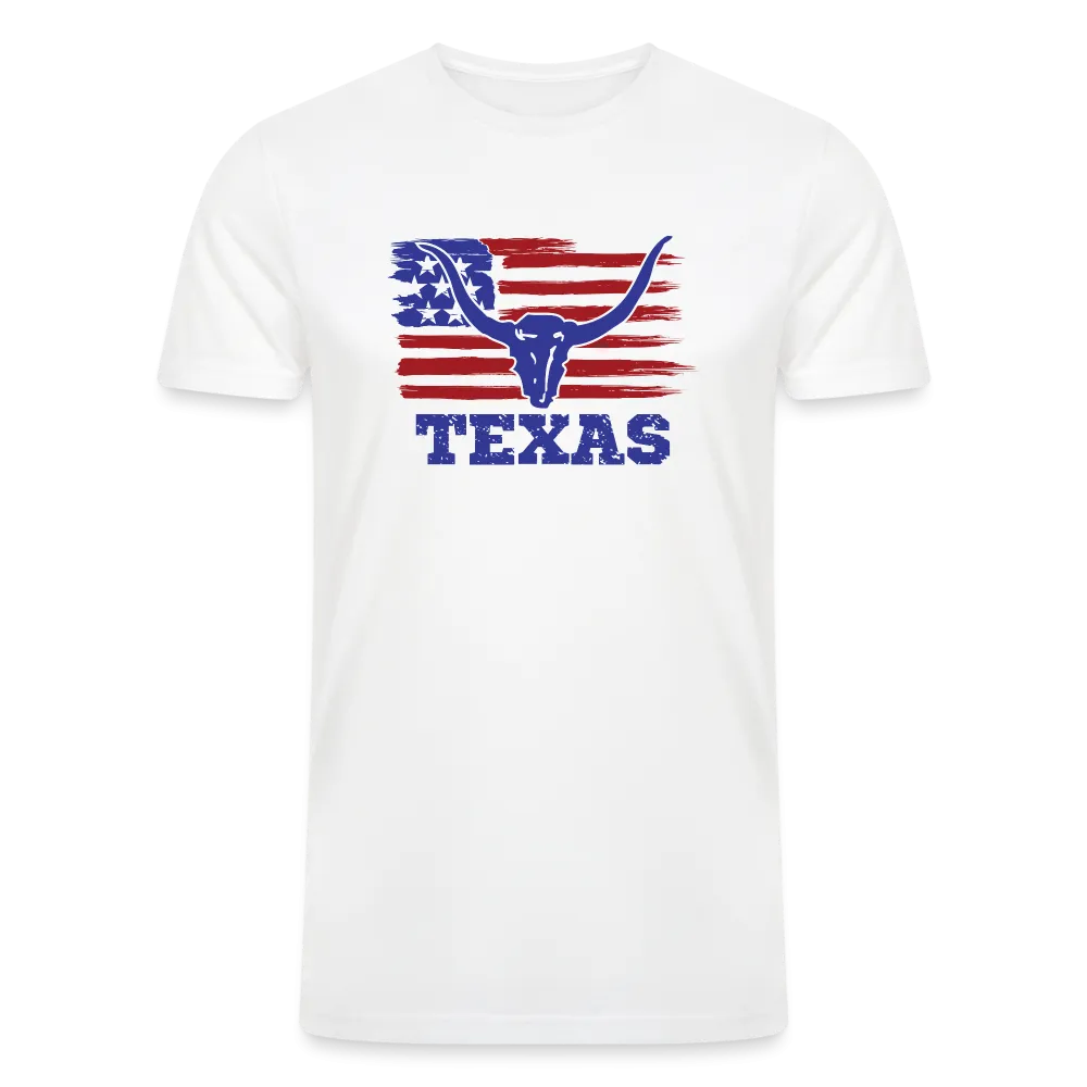 Texas Longhorn Legacy: Premium Tri-Blend Shirt with Iconic American Flag