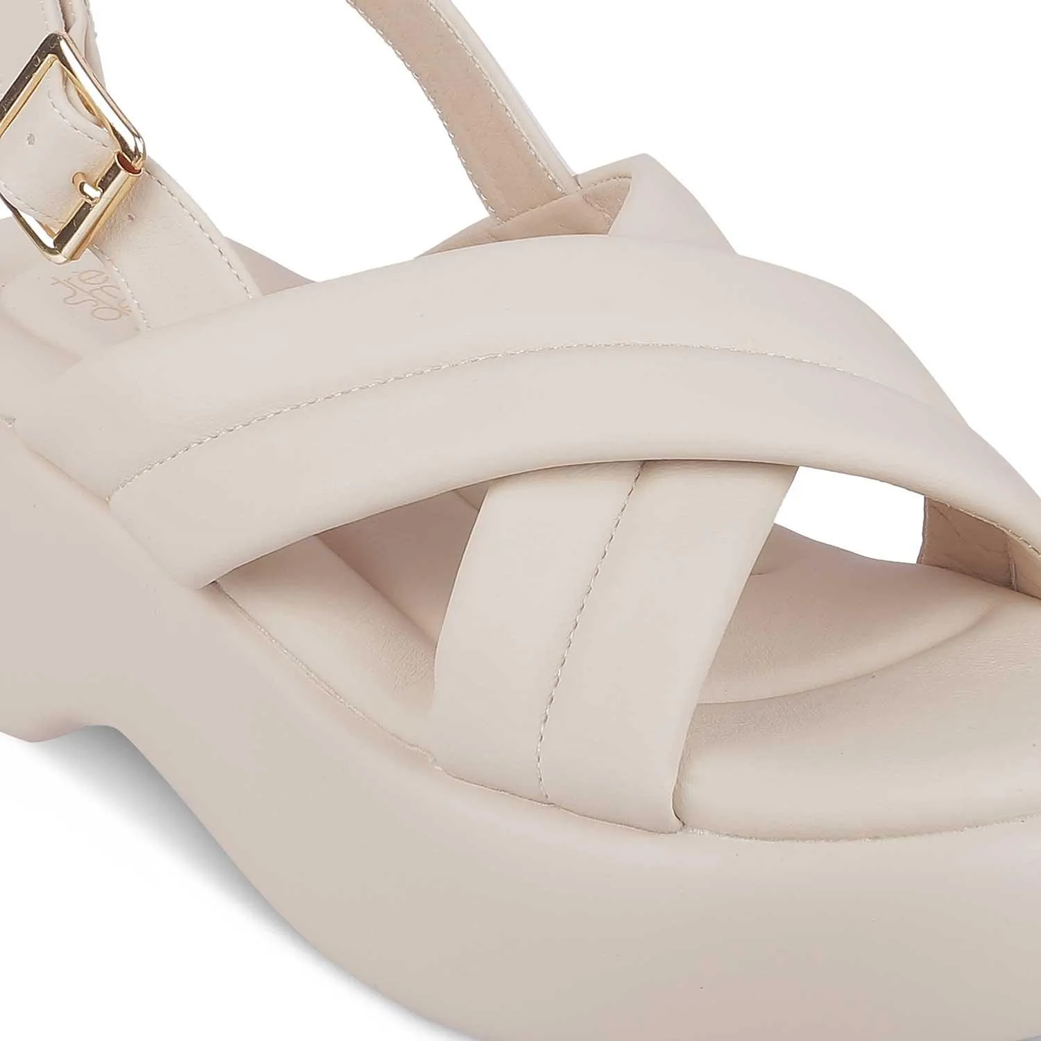 Tresmode Lonir Beige Women's Dress Wedge Sandals