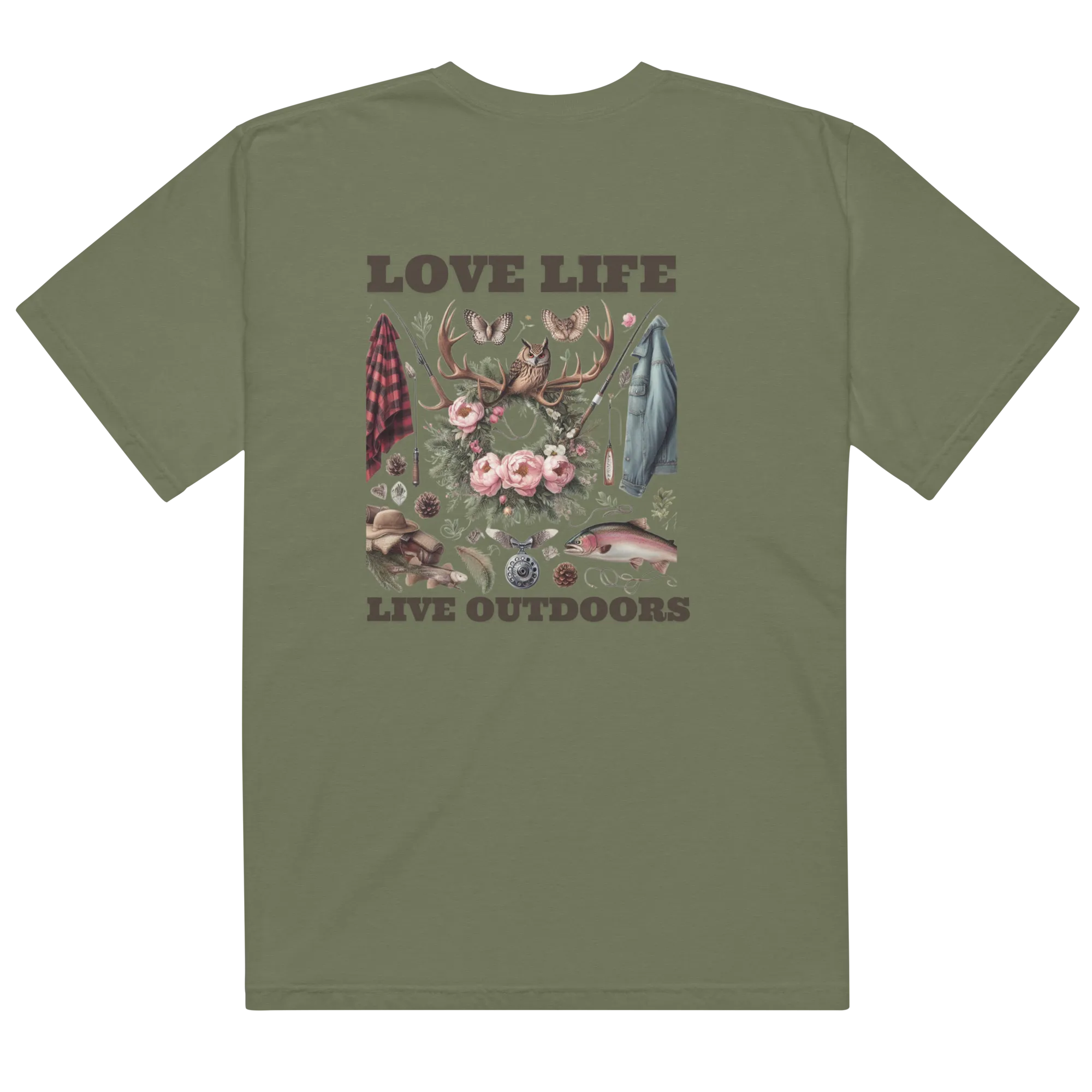 Unisex garment-dyed heavyweight t-shirt Exclusive Love Life Live Outdoors MRRL&O Print Designs