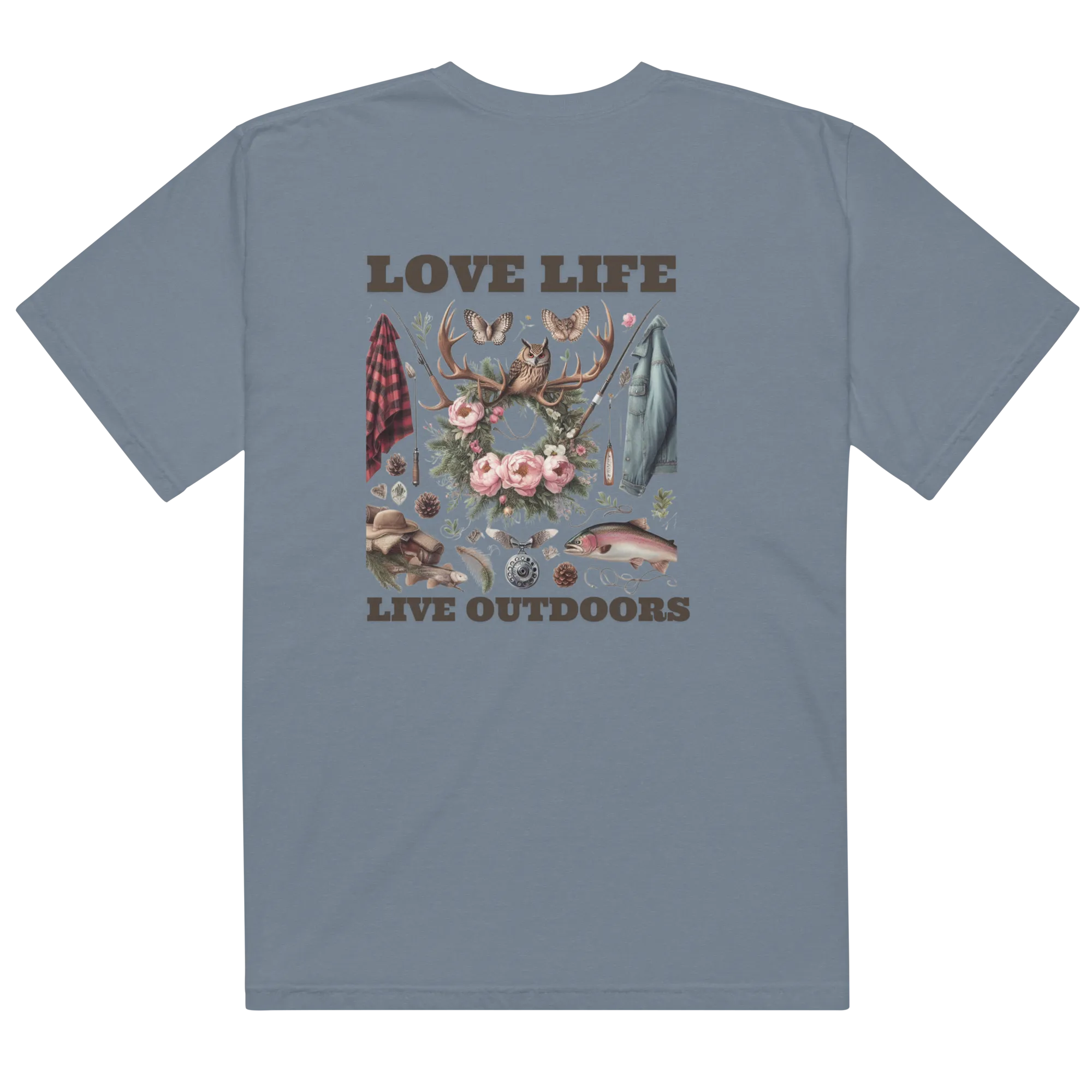 Unisex garment-dyed heavyweight t-shirt Exclusive Love Life Live Outdoors MRRL&O Print Designs