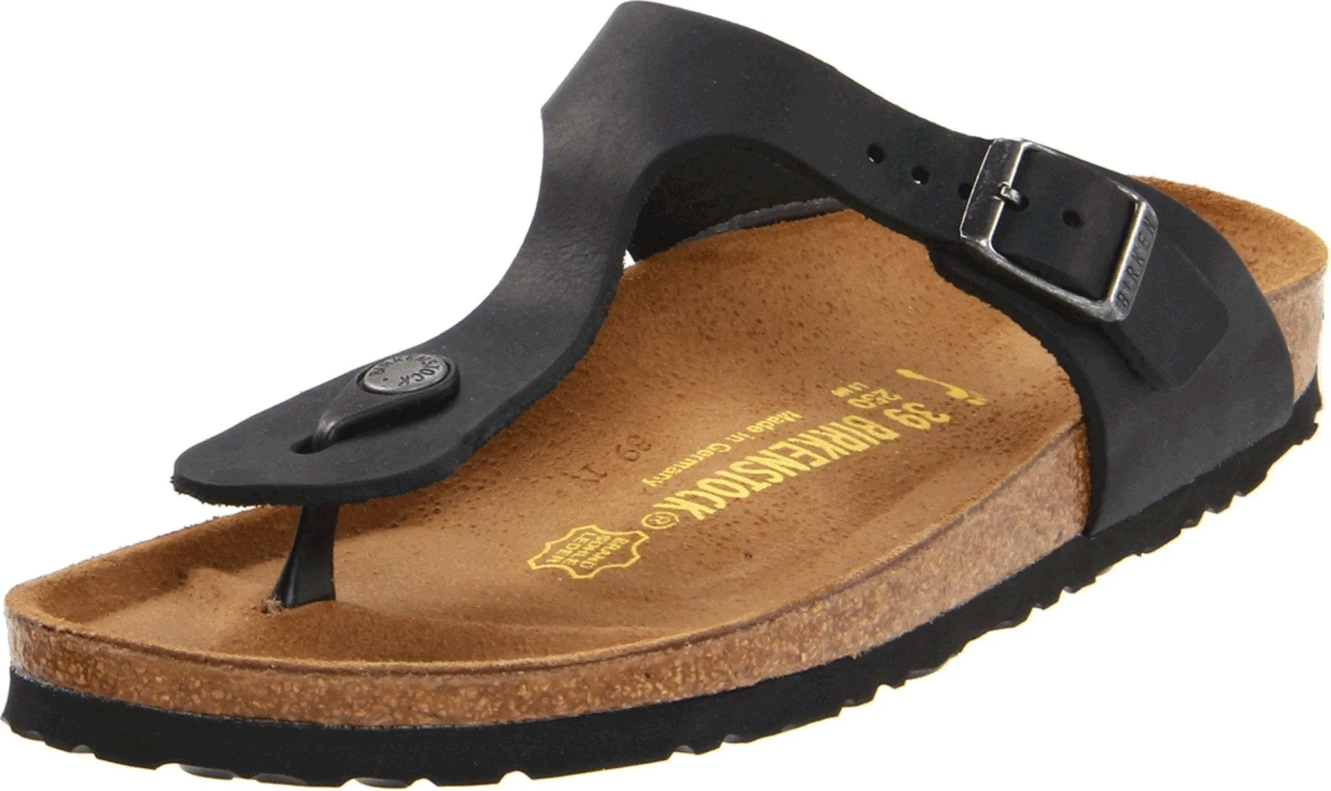 Unisex Shoes Birkenstock GIZEH Slide Sandals 0845251 BLACK OILED LEATHER