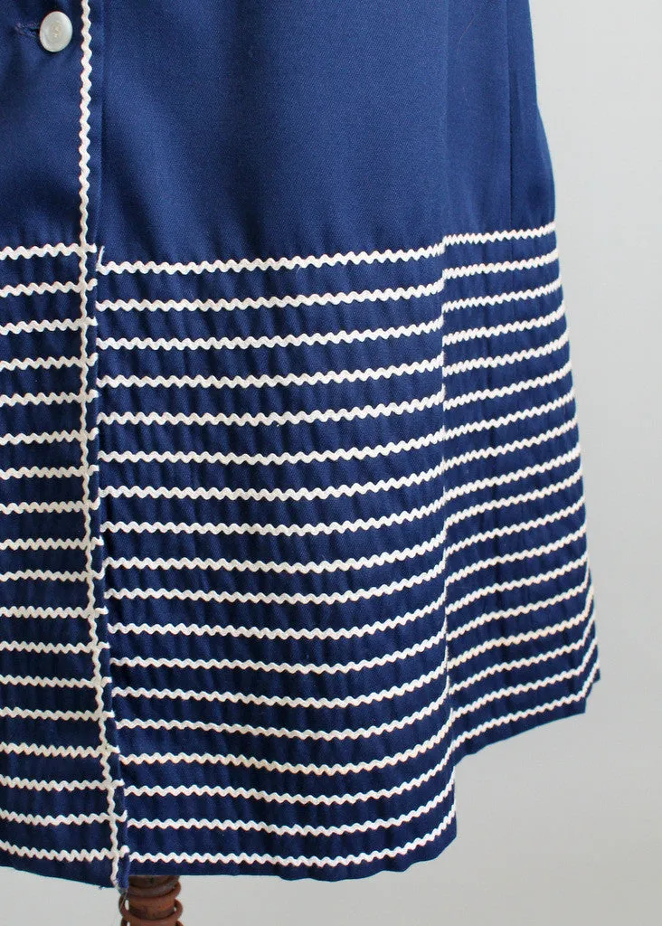 Vintage 1960s Pat Premo Navy Cotton Day Dress