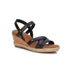 Walking Cradles Wc Alba Women Wedge Sandal In Black Soft Atanado Leather