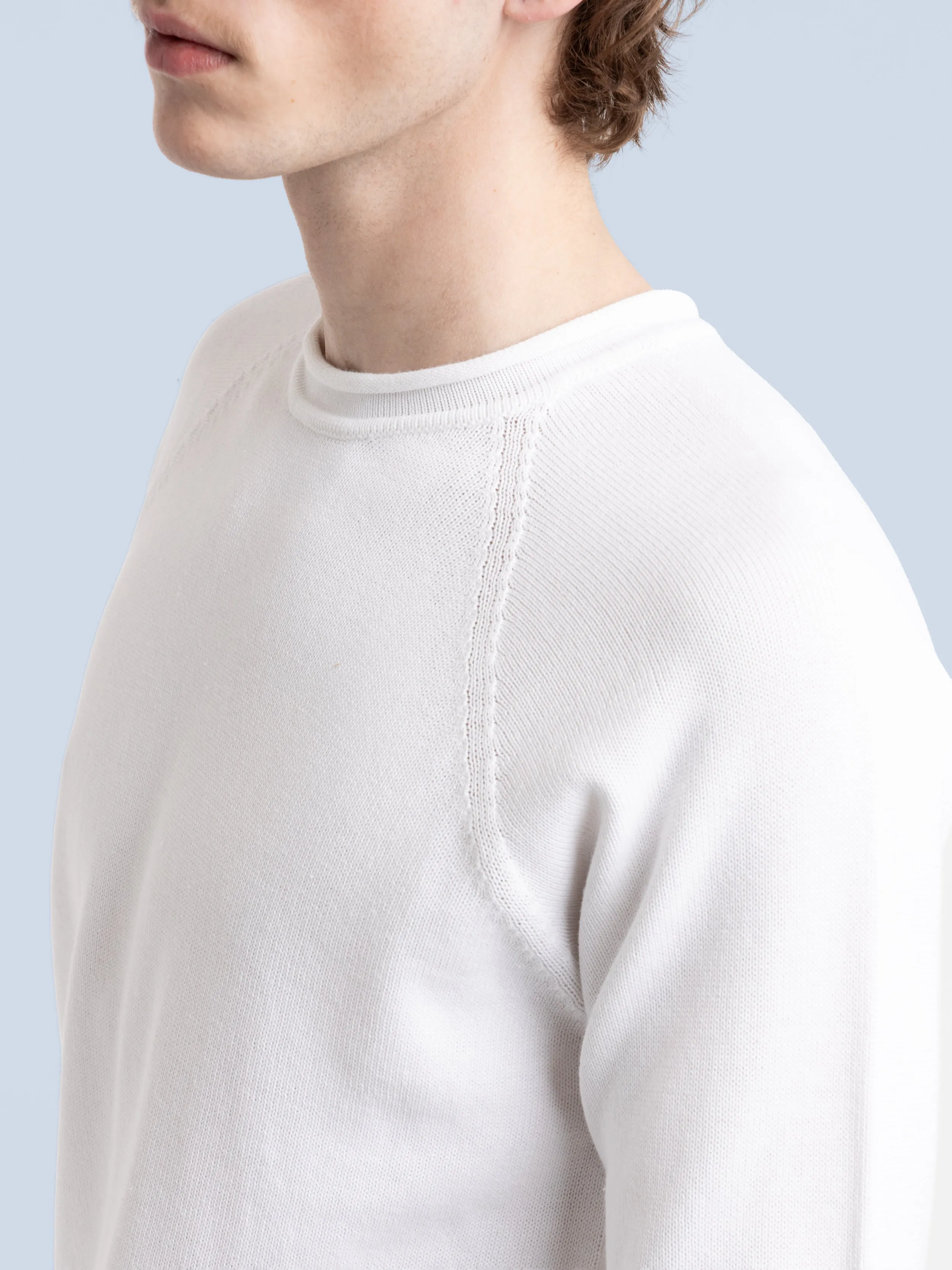 White Cotton Crewneck Sweater