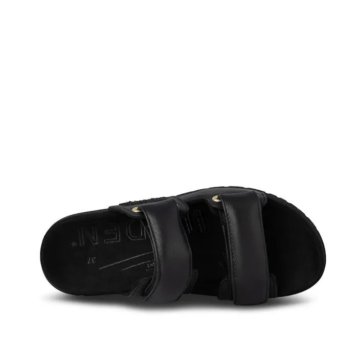 Woden  Lisa Women's Leather 2 Strap Sandal Black