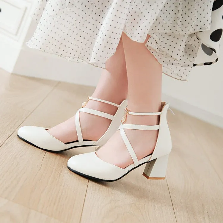 Women's Ankle Wrap High Heel Block Heel Sandals