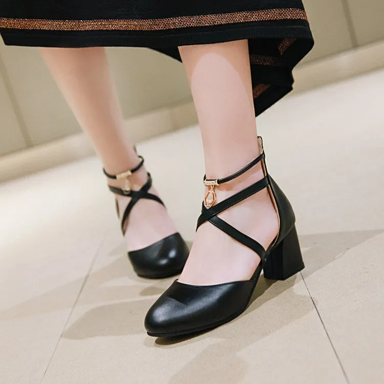 Women's Ankle Wrap High Heel Block Heel Sandals