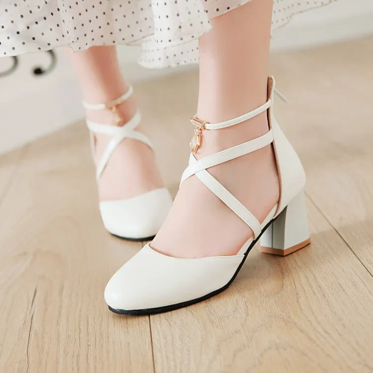 Women's Ankle Wrap High Heel Block Heel Sandals