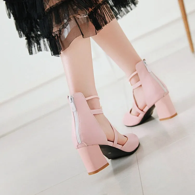 Women's Ankle Wrap High Heel Block Heel Sandals