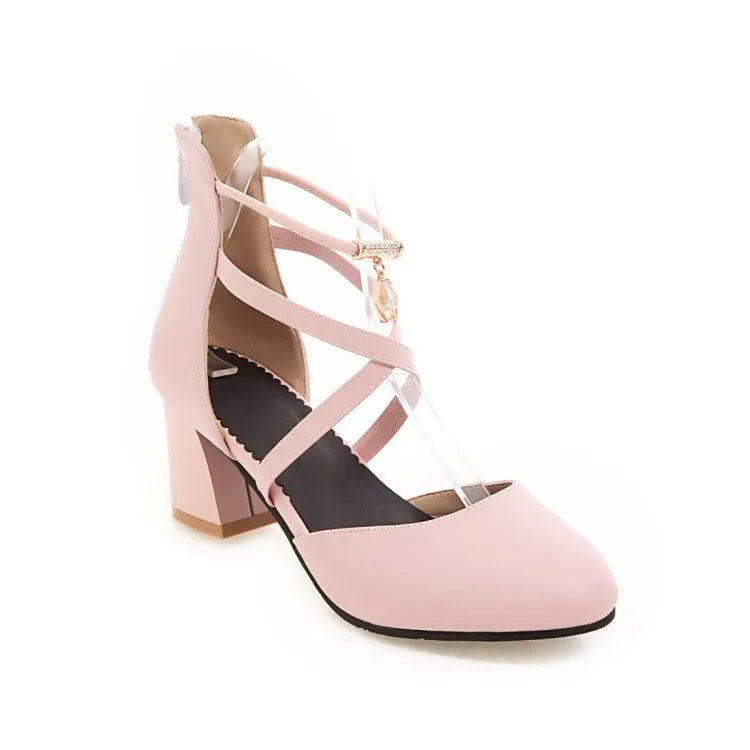 Women's Ankle Wrap High Heel Block Heel Sandals