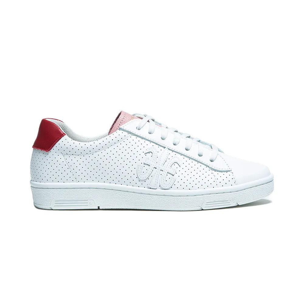 Women's Honor White Pink Red Logo Leather Sneakers 98014-011