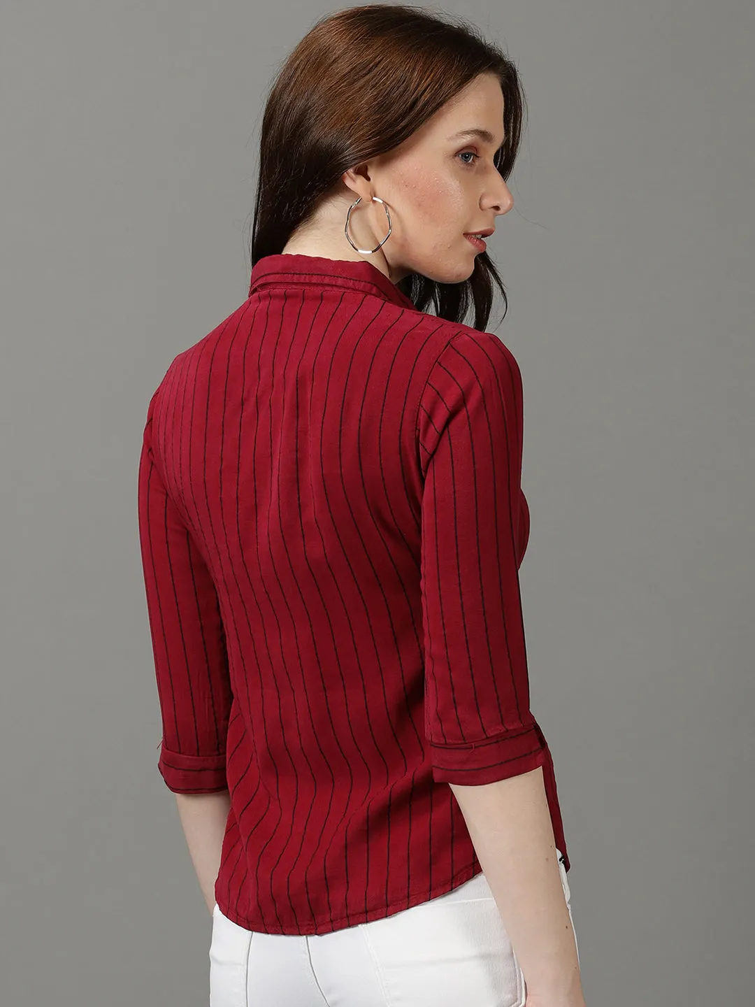 Women's Magenta Striped Shirt