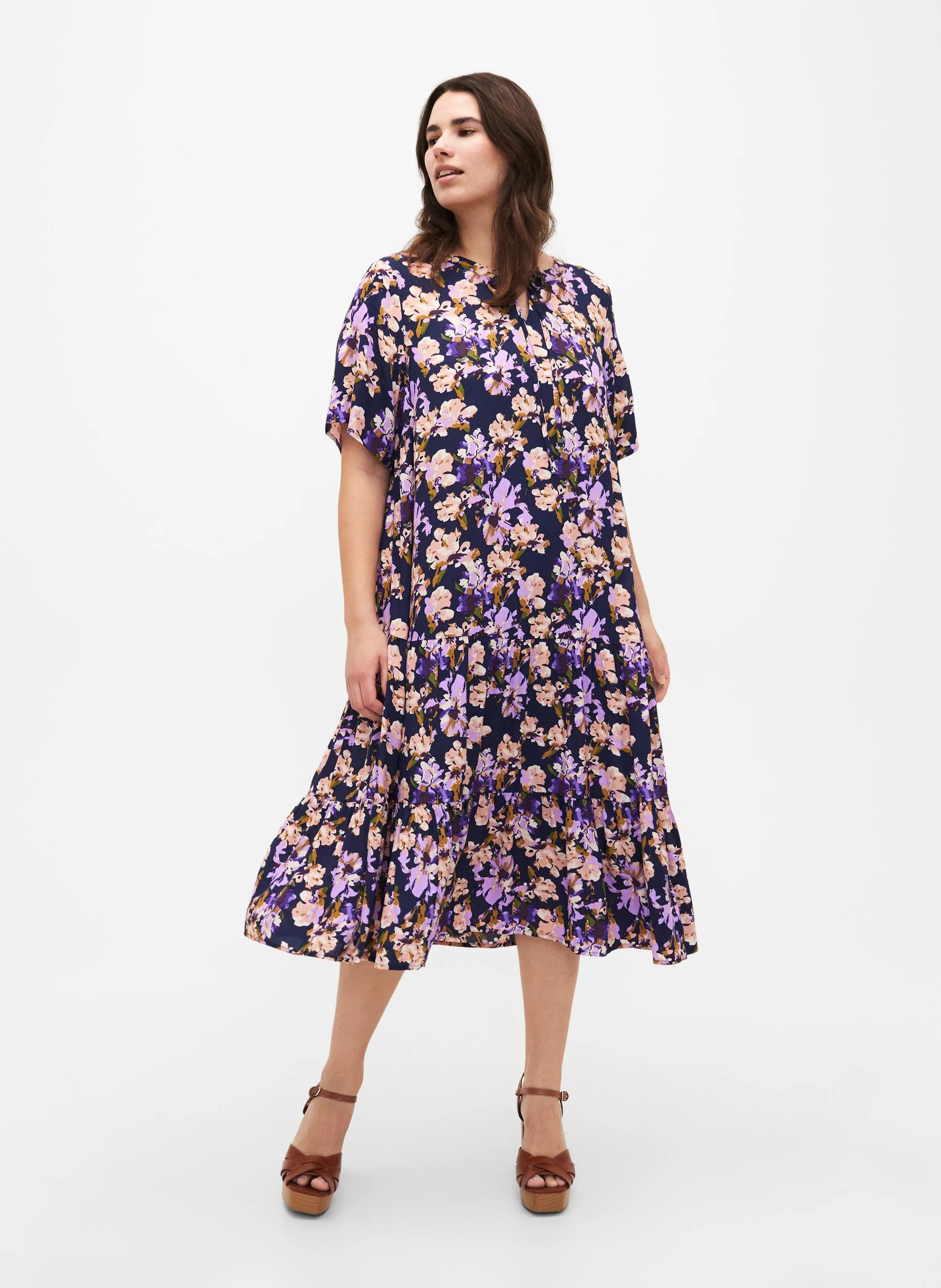 Zizzi Bella Floral Navy Dress